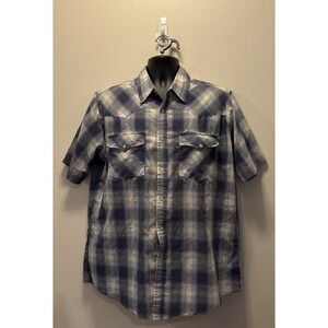 Canyon Guide Outfitters Shirt Mens‎ XL Blue S/S Pearl Snap Western Cowboy Plaid